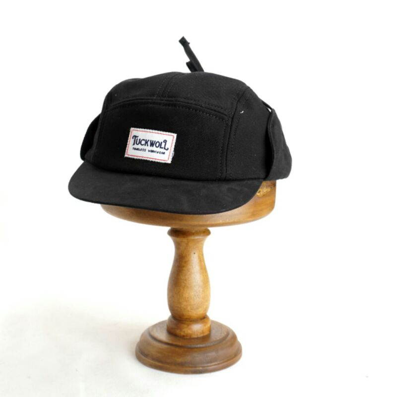 Topi 5 panel earflap earmuffs Black