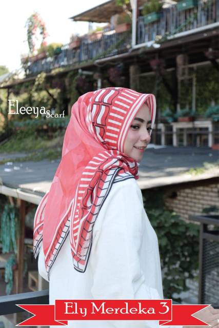 HIJAB SEGIEMPAT MERAH PUTIH II Eleeya Scarf