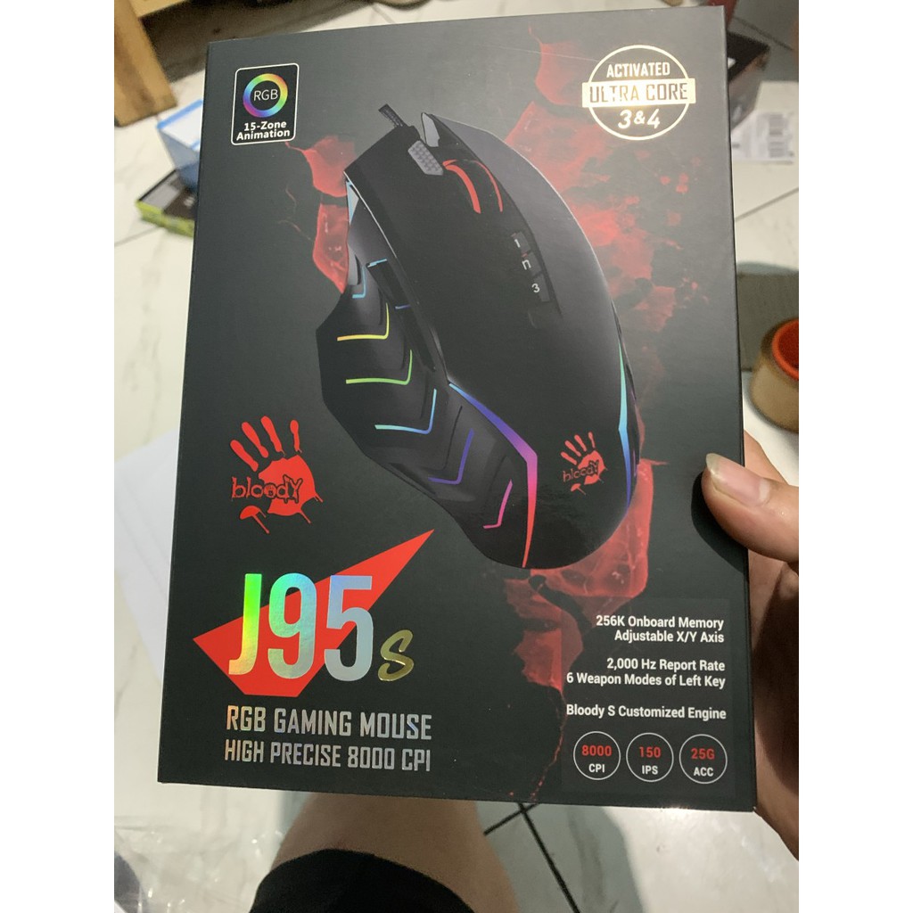 BLOODY J95s RGB 2-fire Ultra Core Activated Gaming Mouse