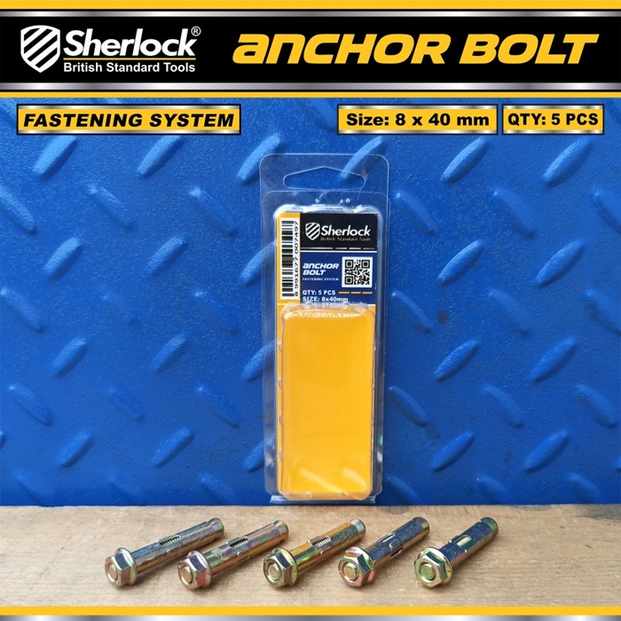 Anchor Bolt Dinding Beton Sherlock 8 x 40 mm Dynabolt ( isi: 5 pcs)