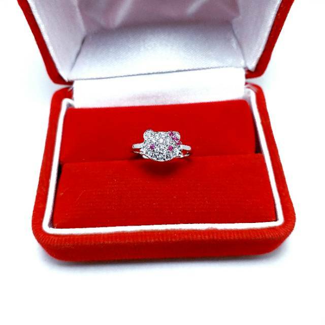 CINCIN ANAK-ANAK / CINCIN HELLOKITTY PERAK SILVER 925 LAPIS EMAS PUTIH