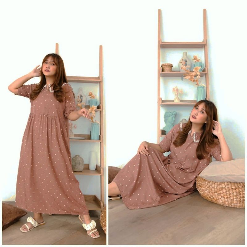 Daster ANDIN/Daster KOREA/Daster kerah renda/Dress korea/homedress korea/daster busui/daster rayon-Pavlina