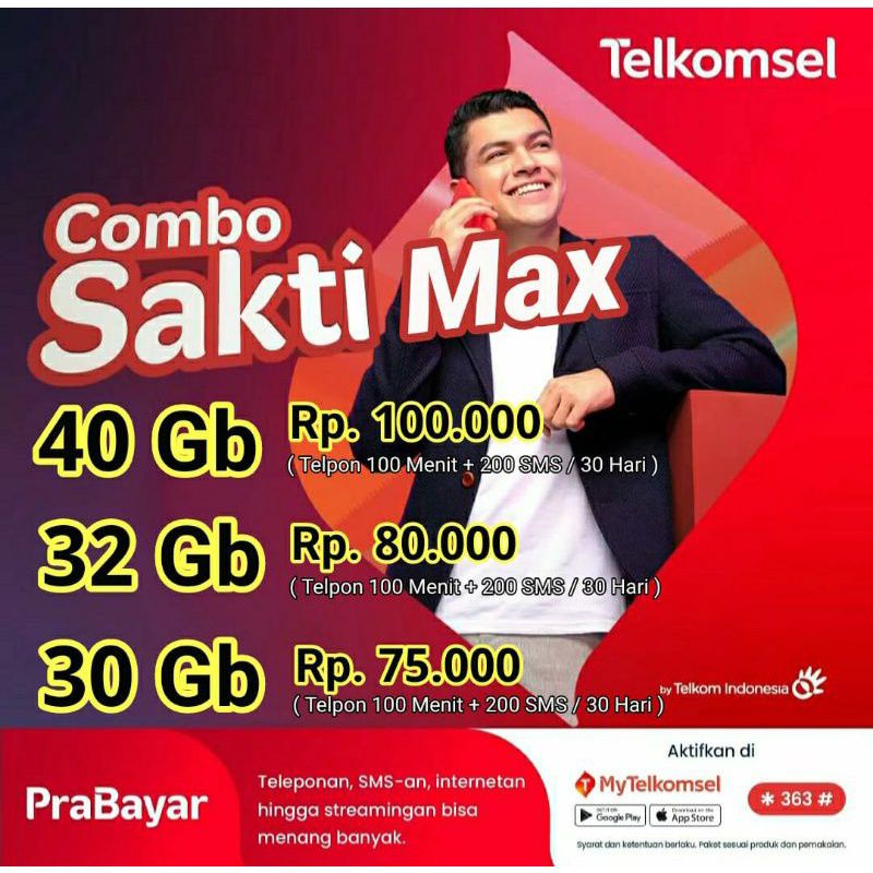 Kartu Sakti Telkomsel 40|32|30GB flash 30hari combo sakti telkomsel Simpati | As | Loop combo sakti 