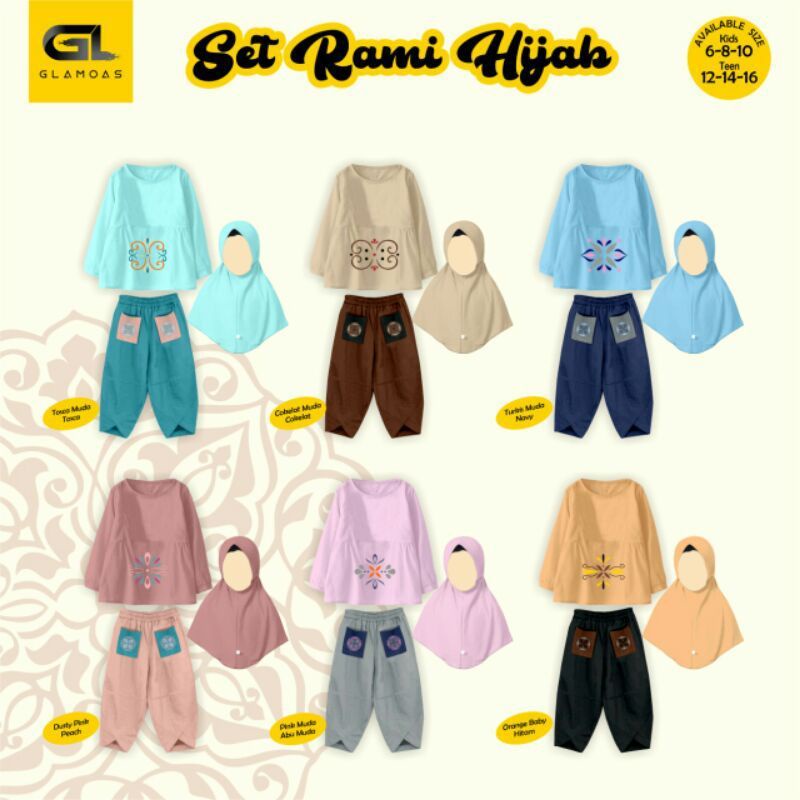 SETELAN HIJAB CELANA RAMY GLAMOAS ANAK PEREMPUAN 5-10TH