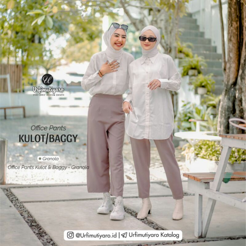 Office Pants by Urfimutiyaro Celana Fiona Twill Celana Baggy Polos Celana Kulot Polos Celana Kerja C