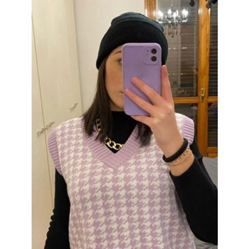 Jennie Vest rajut Houndstooth PREMIUM Import Vest Import Komputer Koreanstyle