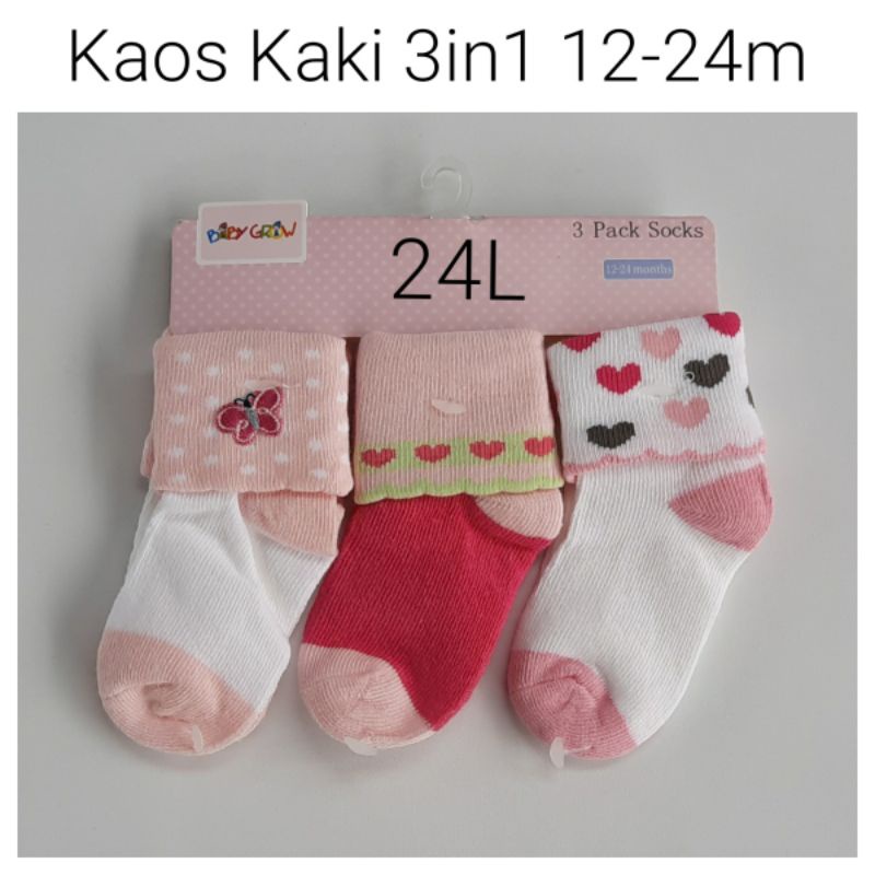 Kaos Kaki Baby Bayi Cewek Cowok Socks 3in1 0 6 12 24 Bulan 1 Tahun Isi 3pcs