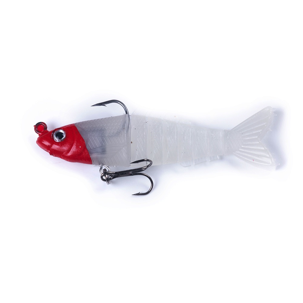 HENGJIA 1PCS Unpan Soft Minnow Bait 9cm 15g Soft Swimbait Fishing Lure soft lead Jig Head Single Hook 3D Eyes Fishing Bait Ikan Tackle