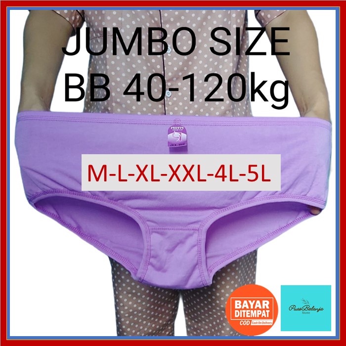 Celana Dalam Wanita Jumbo 5L 4L 3L XL L CD Wanita Big Size Elastis CD Ibu Hamil BB 40kg-130kg