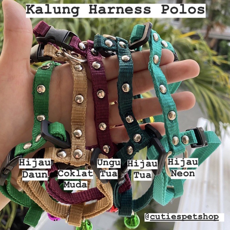 Kalung Harness Polos / Kalung Anjing / Kalung Kucing / Tali tuntun anjing / Tali tuntun kucing