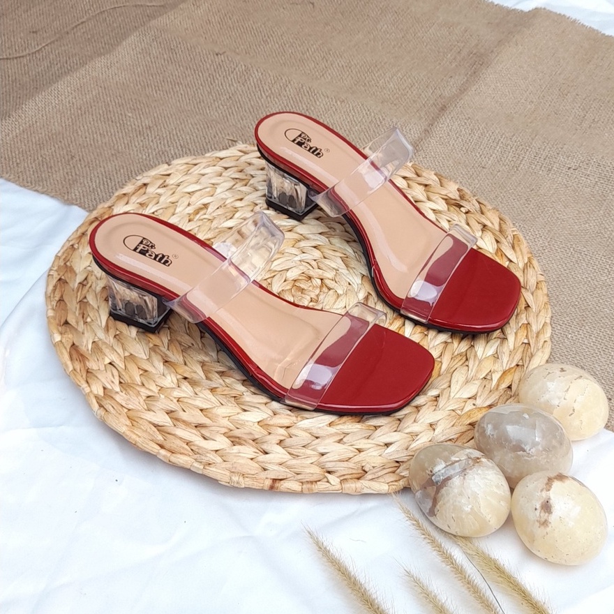 Sandal Heels Kaca wanita 5cm Ban 2 Jelly