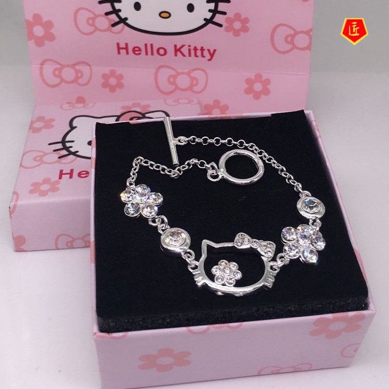 [Ready Stock]Fashion Cartoon Cat Micro Rhinestone Bracelet