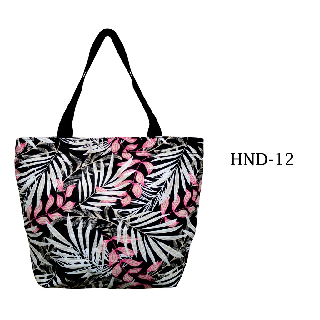 TAS KANVAS HAND BAG TAS TANGAN TOTE BAG BAHAN KAIN KANVAS TEBAL DENGAN RITSLETING MOTIF HND-12