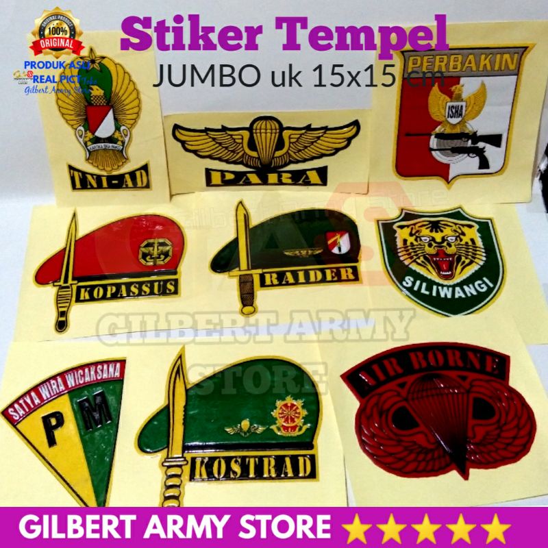 Stiker Tempel Kopasus ukuran Jumbo Besar Airborne PM Polisi Militer Tni Ad Kostrad Perbakin Para Dasar Siliwangi Perbakin DAYA LEKAT Awt Kuat Tahan Lama Embos Timbul Murah Grosir