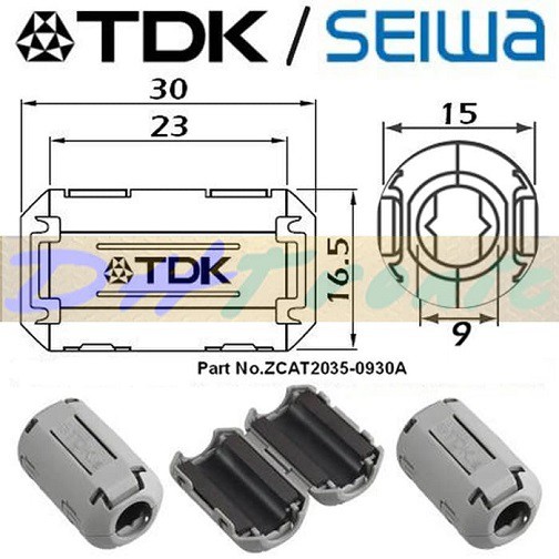 Magnet TDK ZCAT 2035 0930A Ferrite Untuk Penghemat BBM 2035-0930 Coil Injektor Audio Diameter 7-10mm