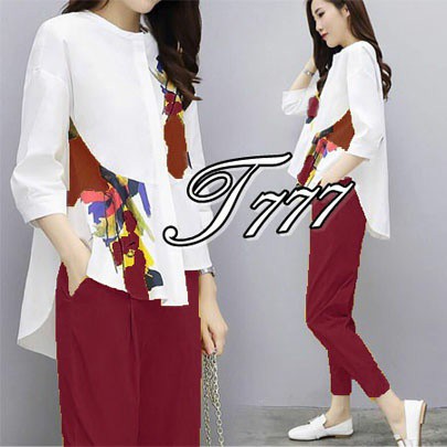 Setelan Della / Satu set baju dan celana wanita / Setelan Wanita / Outfit Korea