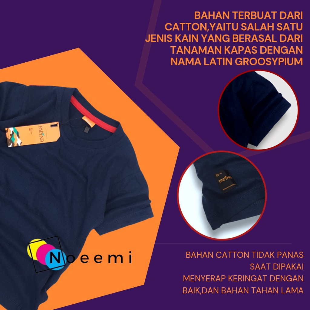 Papino Baju Kaos Anak Laki Laki 1-12 Tahun Pakaian Distro Oblong Polos Navy