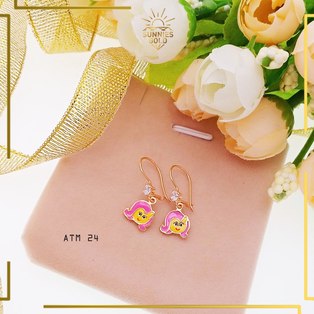 ANTING ANAK EMAS ASLI KADAR 300 DAN 375 MOTIF BONEKA CEWEK LUCU IMUT UNTUK ANAK-ANAK ATM 24