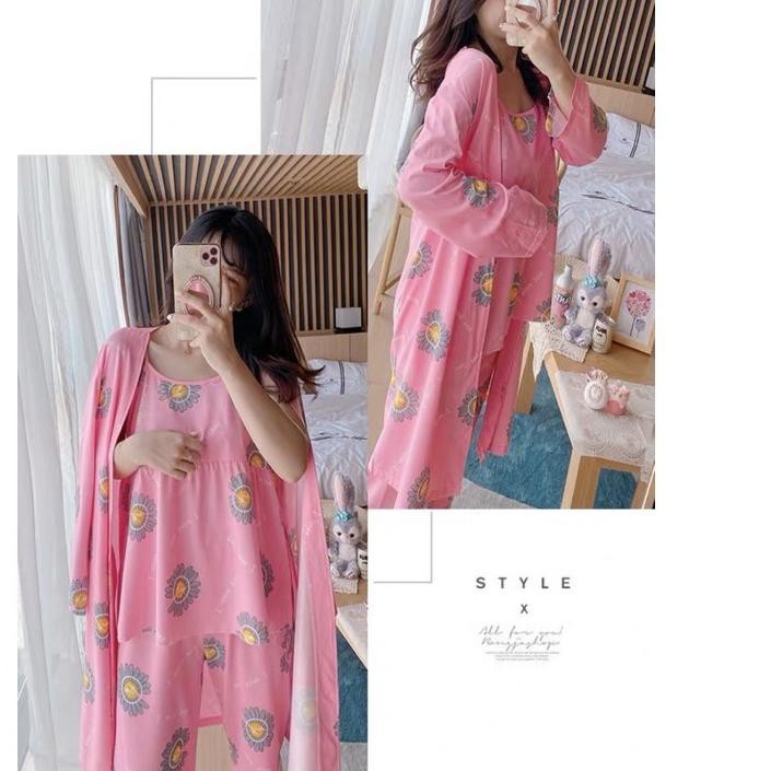 ✳ Restock! JC- Set Kimono 3in1 PP Import / Baju tidur Kimono Set Kekinian / Set Kimono wanita terbar