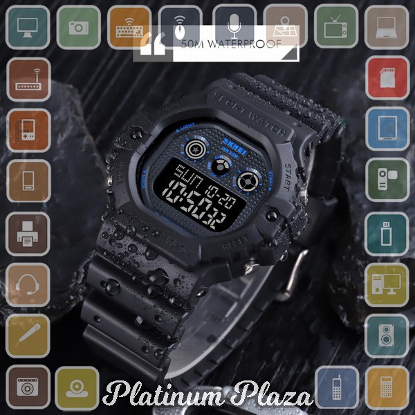 SKMEI Jam Tangan Digital Pria - 1606 - Black/Black`2XU2VL-