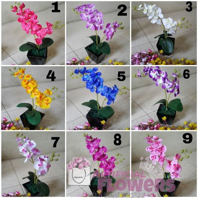 BUNGA ANGGREK BULAN KAIN [TANPA POT] Anggrek artificial bunga hias bunga plastik