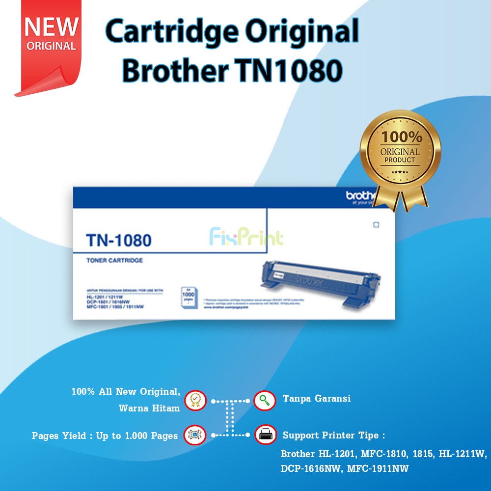Cartridge Original Brothr TN1080 TN-1080 New, Printer Brothr HL-1201 MFC-1810 1815 HL-1211W DCP-1616NW MFC-1911NW