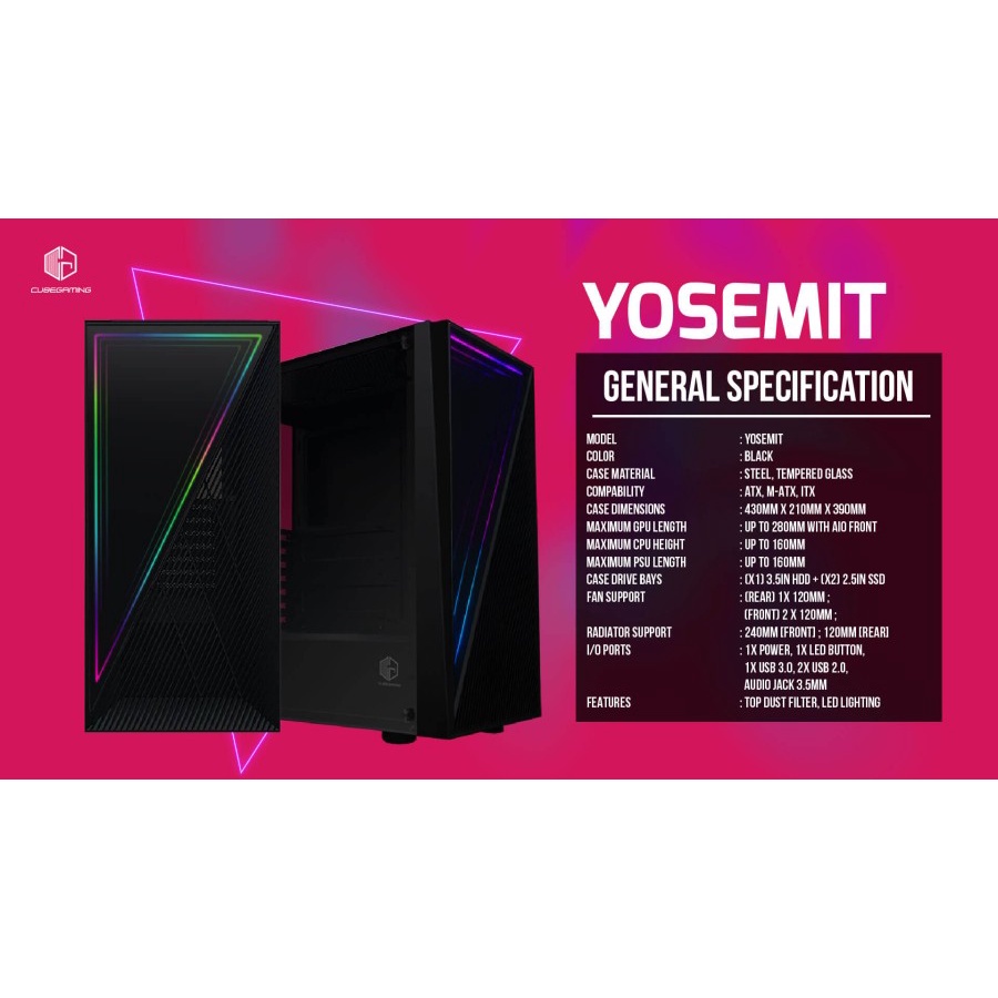 Casing CUBE GAMING YOSEMIT - ATX - INFINITE RGB LED MIRROR