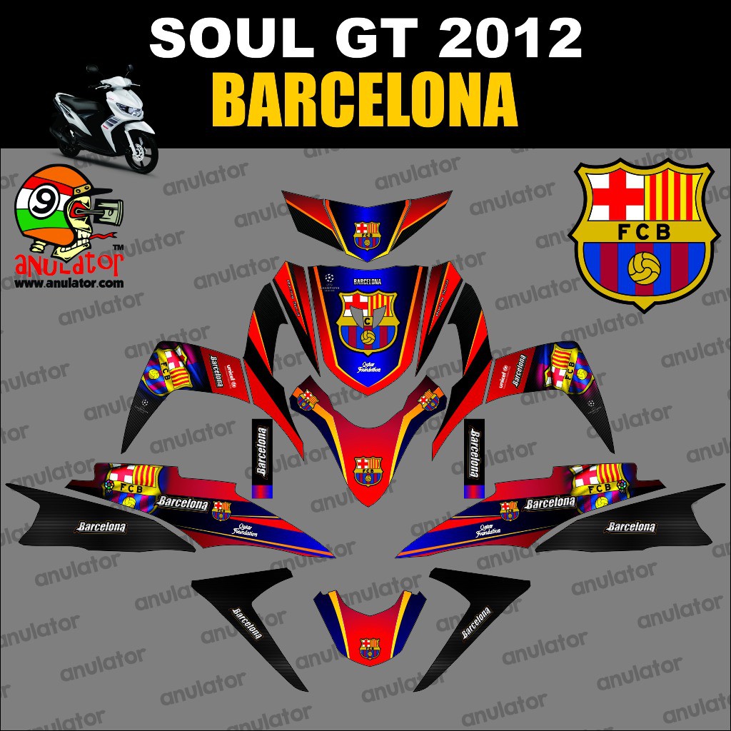 Sticker Striping Motor Stiker Yamaha Mio Soul Gt Barcelona Spec B