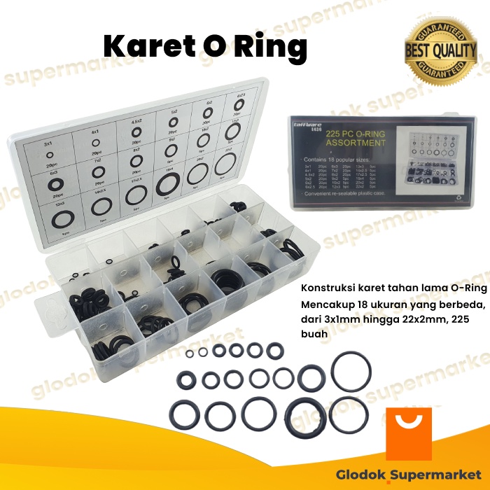 Karet Sealer Silikon Rubber O Ring Seal Tightening 225pcs Oring Gasket 18 size Universal