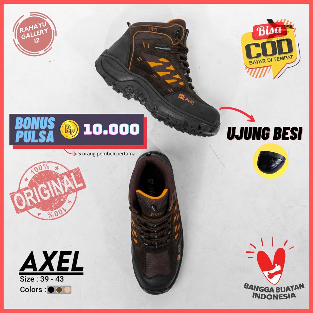 Sepatu Safety Ujung Besi Pria Original Lavio Axel Kerja Proyek Lapangan