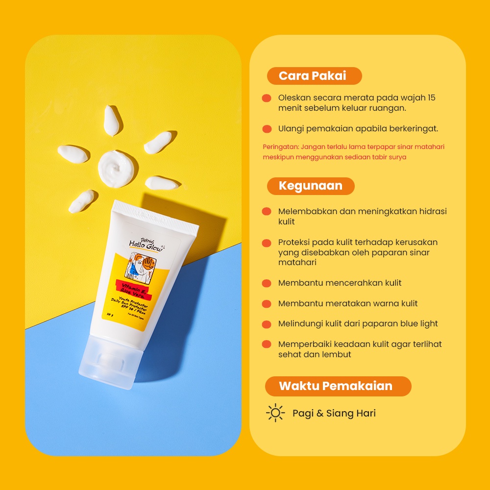 DERMIES Youth Protector Hello Glow Daily Sun Protector 30g - Sunscreen SPF 30