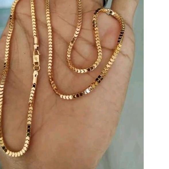 Top Produk.. BIG SALE (jtj-770) Kalung Titanium Milano Kaca Lapis Emas pengait Kokot S  Anti Karat M