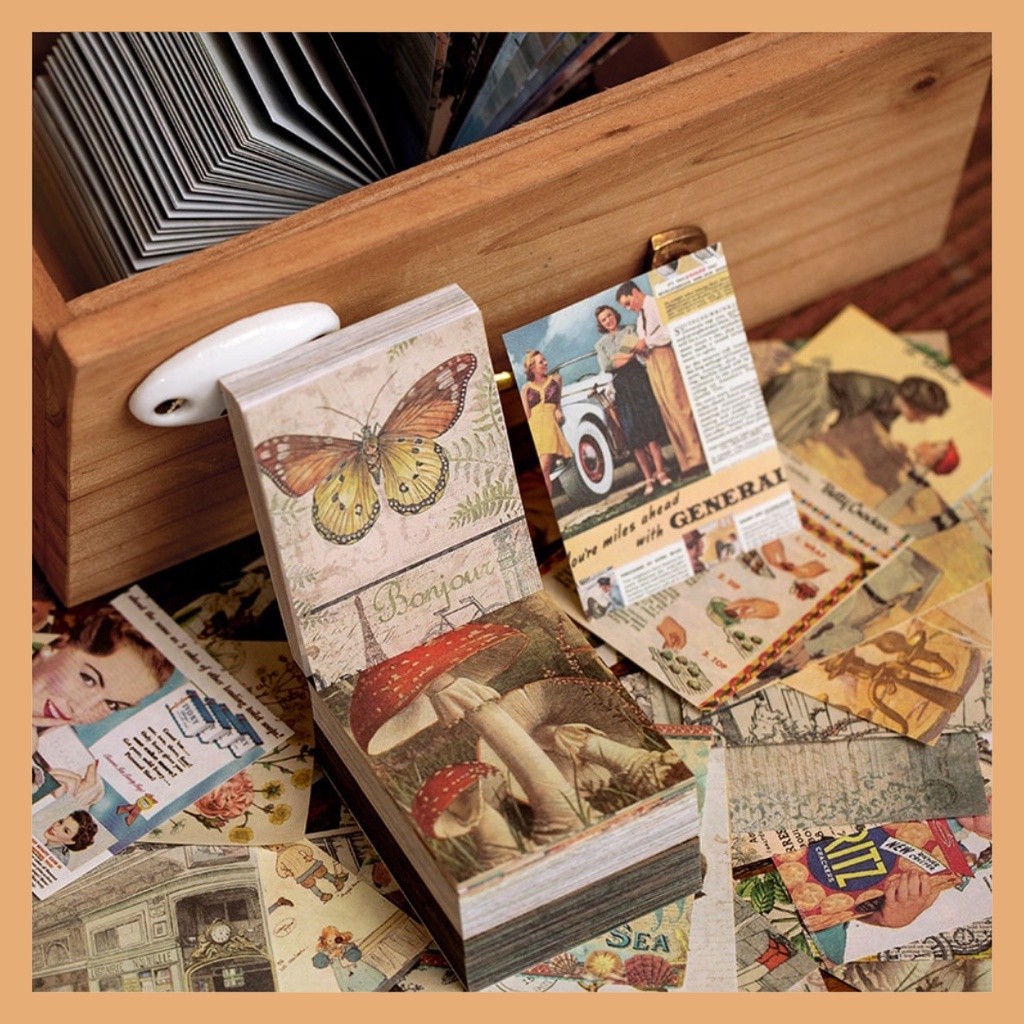 

400pcs non-repeating butter paper retro oil painting cloud jurnal DIY scrapbook kertas motif bujo