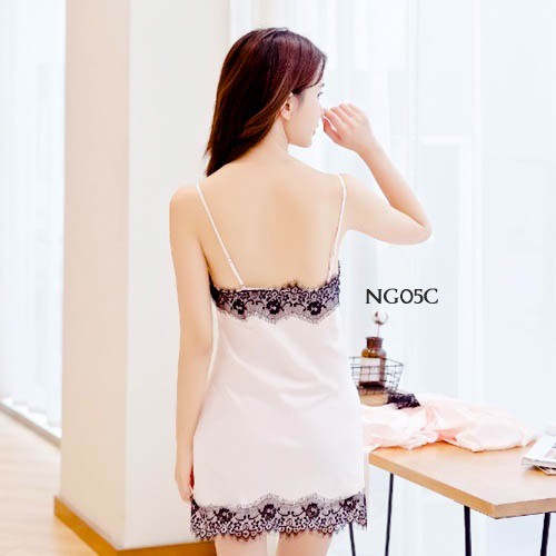 [SIAP KIRIM] BAJU TIDUR WANITA HOMEDRESS NIGHTGOWN SATIN PUTIH NG05C