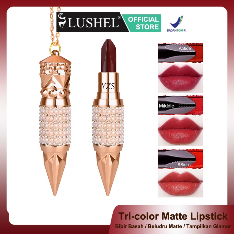 （COD）LUSHEL ratu Lipstick 3 dalam 1 lipstik implora kosmetik  bibir lip cream lipstik wardah lipstic