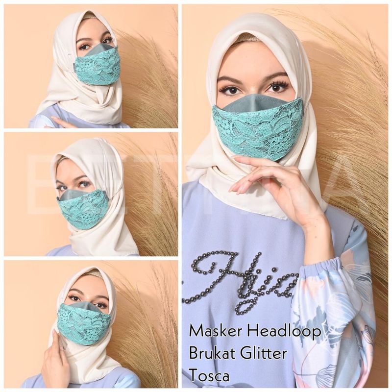 Masker kain kondangan / masker pengantin / masker kain brokat Glitter / masker cantik / masker kekin