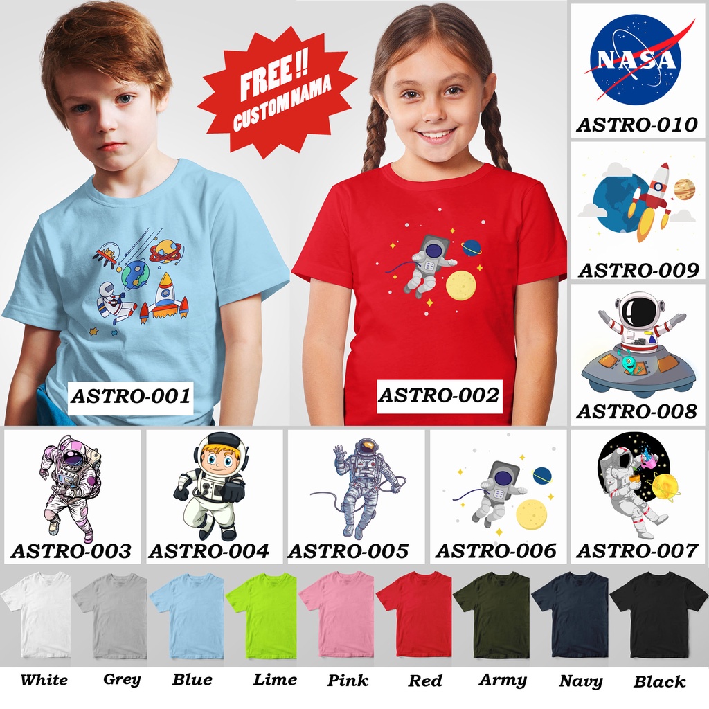 [FREE NAMA !!] Kaos Anak &amp; Family Astronot 100% COTTON PREMIUM!!