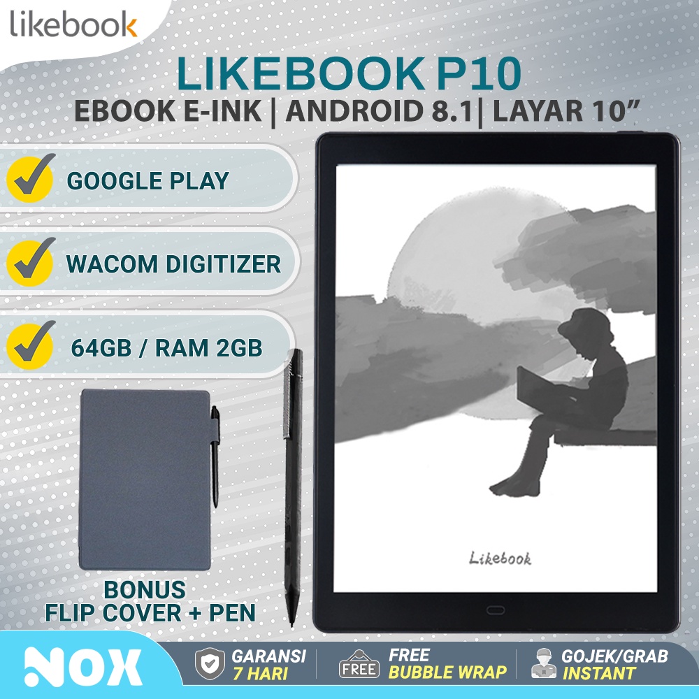 Likebook P10 layar 10" INCH ANDROID 8.1 Ebook reader e-ink eink kindle boox onyx kobo 64GB /2GB