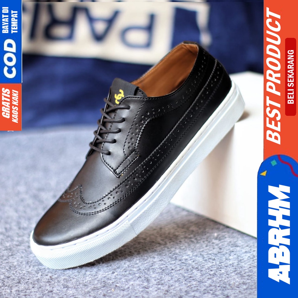 ABRHM LONGWING Sepatu Formal Casual Pantofel Kerja Hitam