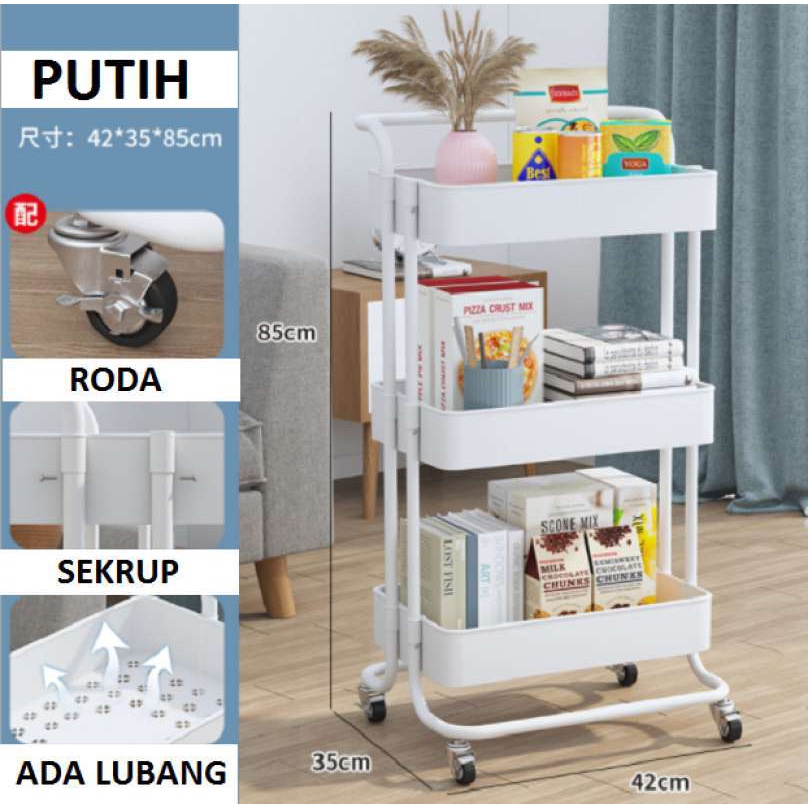 TERBARU SHENAR COD (5KG) TROLI SALON UTILITY CART ROLLING 3 TIER SERVICE TROLL/RAK TROLI SERBAGUNA/TROLEY SALON ABS PLASTIC