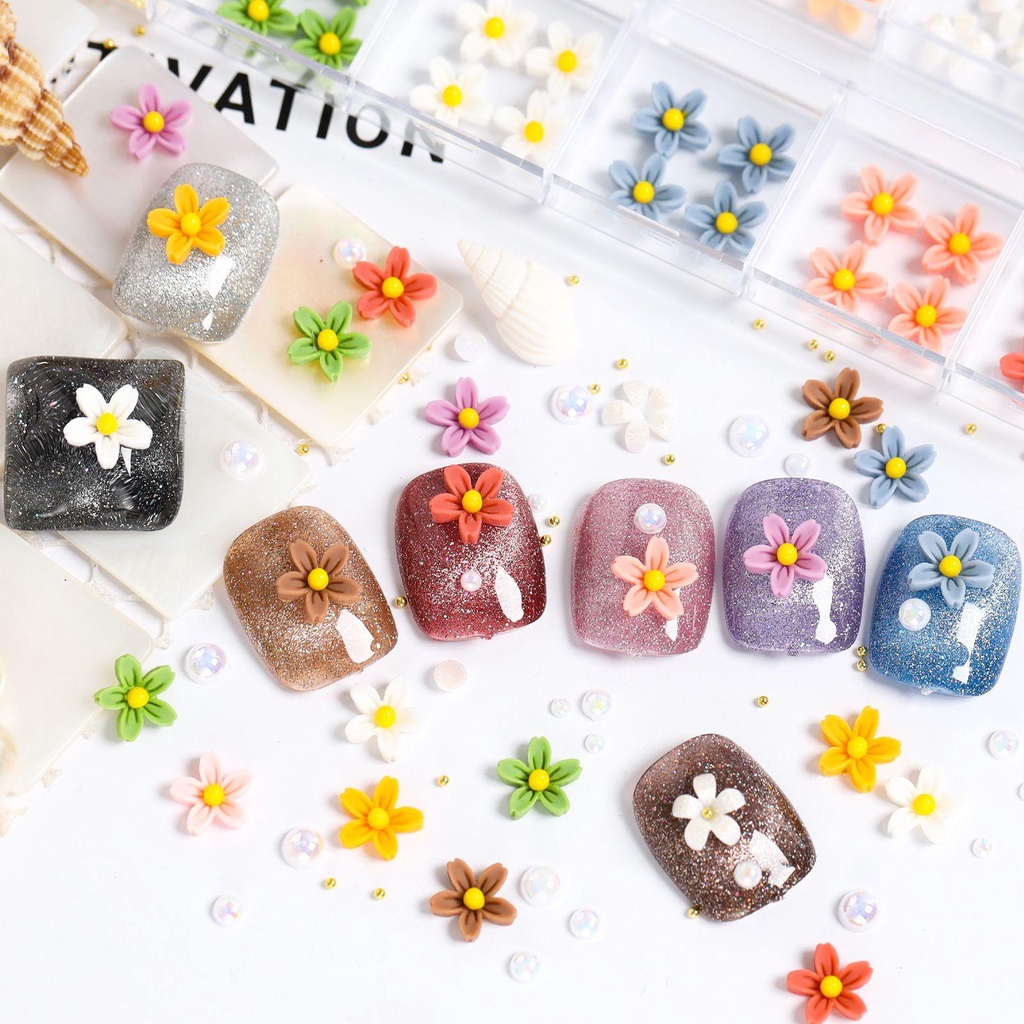 Mxbeauty Bunga Kuku Perhiasan Warna-Warni Manikur Pesona Indah DIY Nail Art Aksesoris