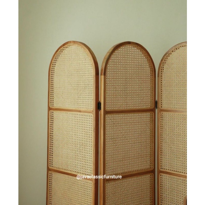 SKETSEL PARTISI PENYEKAT RUANGAN ROTAN PINTU 3 LIPAT VINTAGE ANTIK UNIK BAHAN KAYU JATI KUALITAS EKSPORT FINISHING NATURAL FURNITURE JEPARA-3