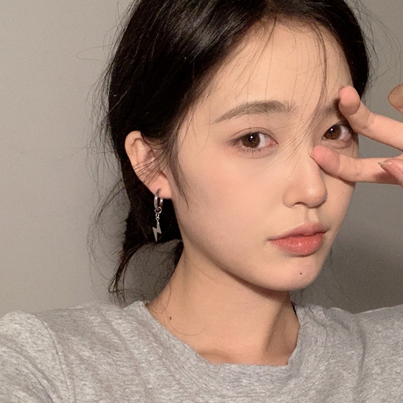 Papaozhu Stylish s925 Perak Petir Menjuntai Hoop Earrings Untuk Wanita Korea Flash Earrings Hypoallergenic Telinga Perhiasan