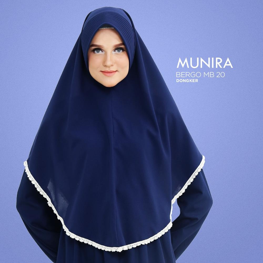 Jilbab Bergo Syari Polos List Renda Pet Busa Antem Original Munira MB 20