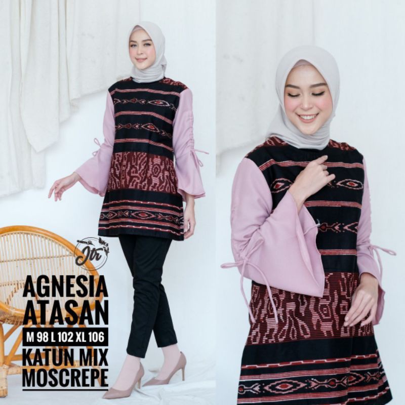tey-17 Batik wanita ASJ SA HRB026 Kenongo Kemeja Tosca Pendek-Agnesia pink