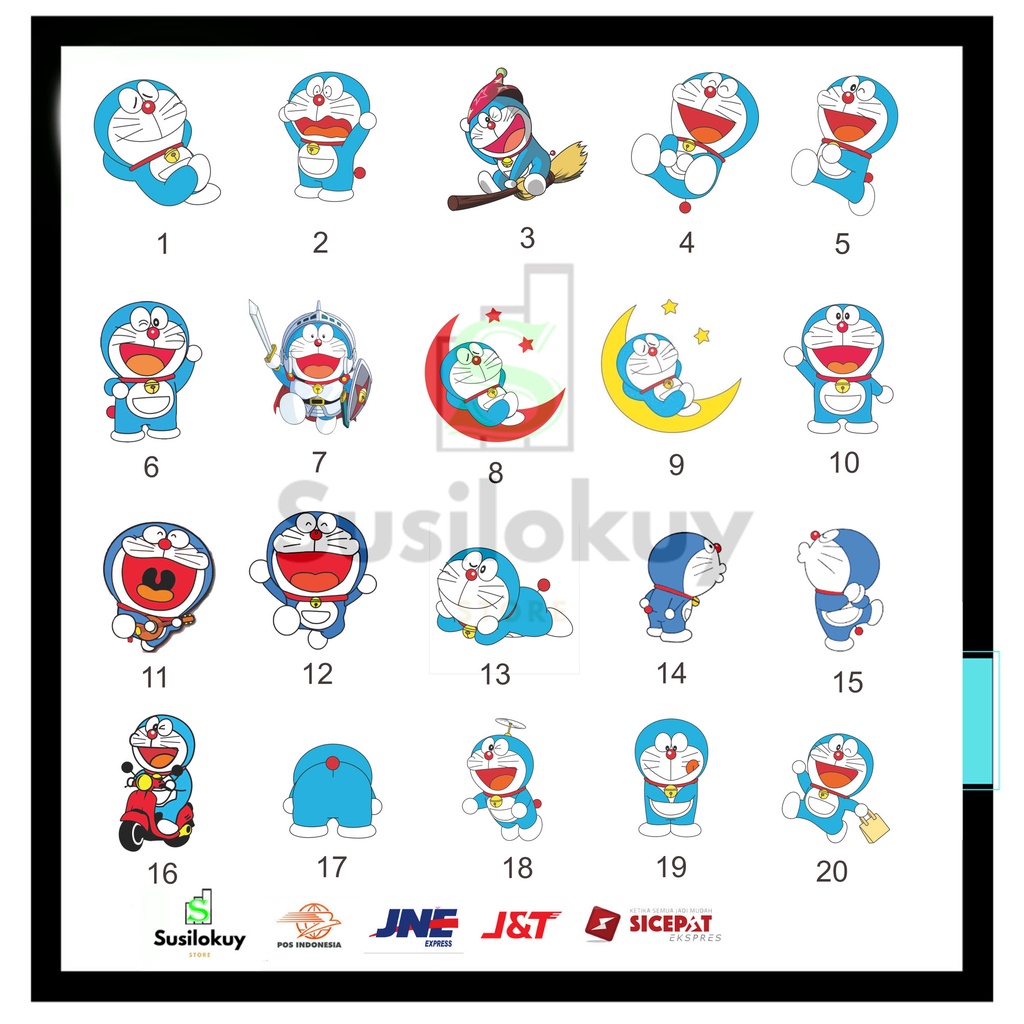 Stiker Doraemon motor mobil helm pintu jendela special seat glossy lemari kaca kulkas tipi tv speake