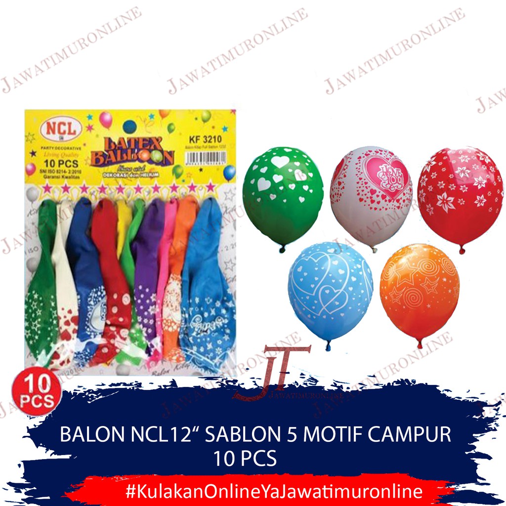 Balon Latex 12 Inch Sablon 5 MOTIF isi 10