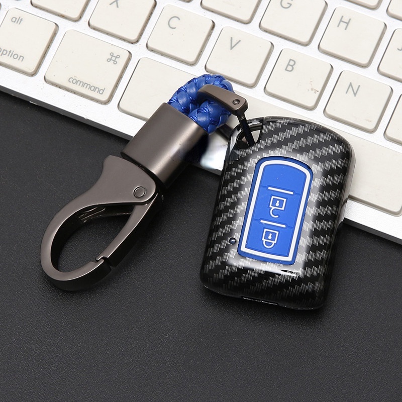 Casing Kunci Mobil Mitsubishi Montero Mirage Xpander Strada GLX Triton Attrage Lancer 2 Tombol Bahan Serat Karbon