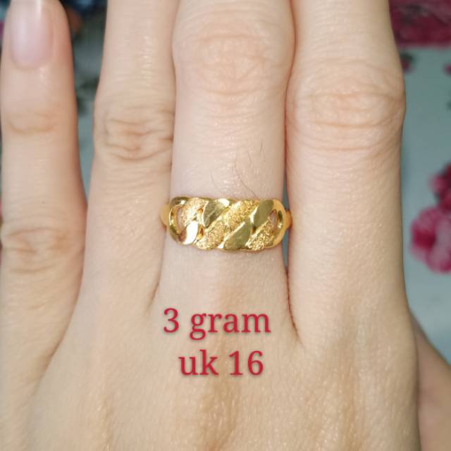 Cincin dewasa rante besar emas muda uk 15 ready 2 gram