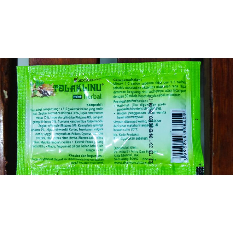 Tolak Linu Herbal Mint Sachet / Meredakan Pegal Linu / Nyeri Sendi / Rasa Mint